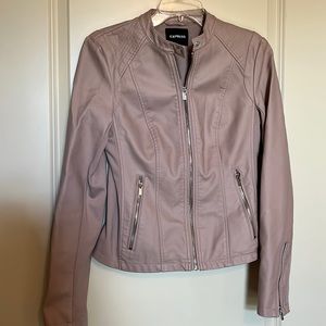 Express Moto Jacket in blush (light pink, dusty pink) Faux letter, so cute!